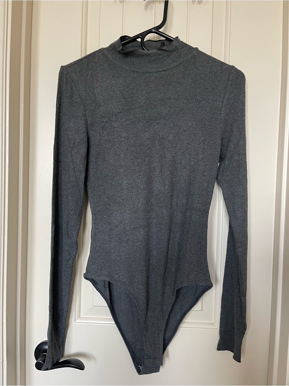 Free People Charcoal Gray Long-Sleeve Bodysuit